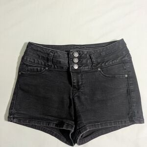 Blue Spice Black Jean Shorts with Stretch Waistband